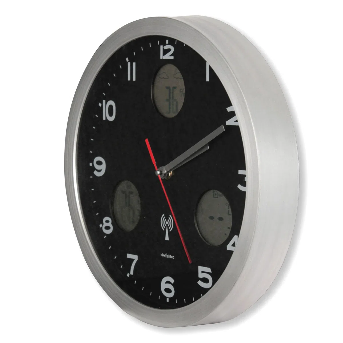 Orologio da Parete Stazione Meteorologica - Visualizzazione digitale : Previsioni + Temperature interna/esterna + Igrometro interno - Radiopilotato - Sensore termometro esterno - Ø 30 cm