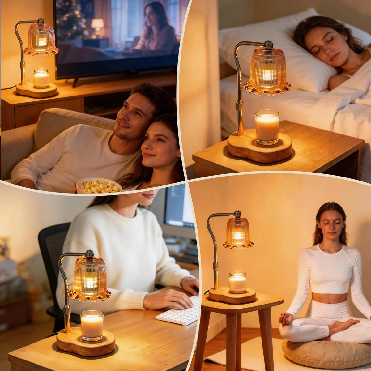 lampada scalda candela,Candle Warmer Lamp with Timer and Dimmer,con 2 lampadine, adatto per interni e arredamento domestico.