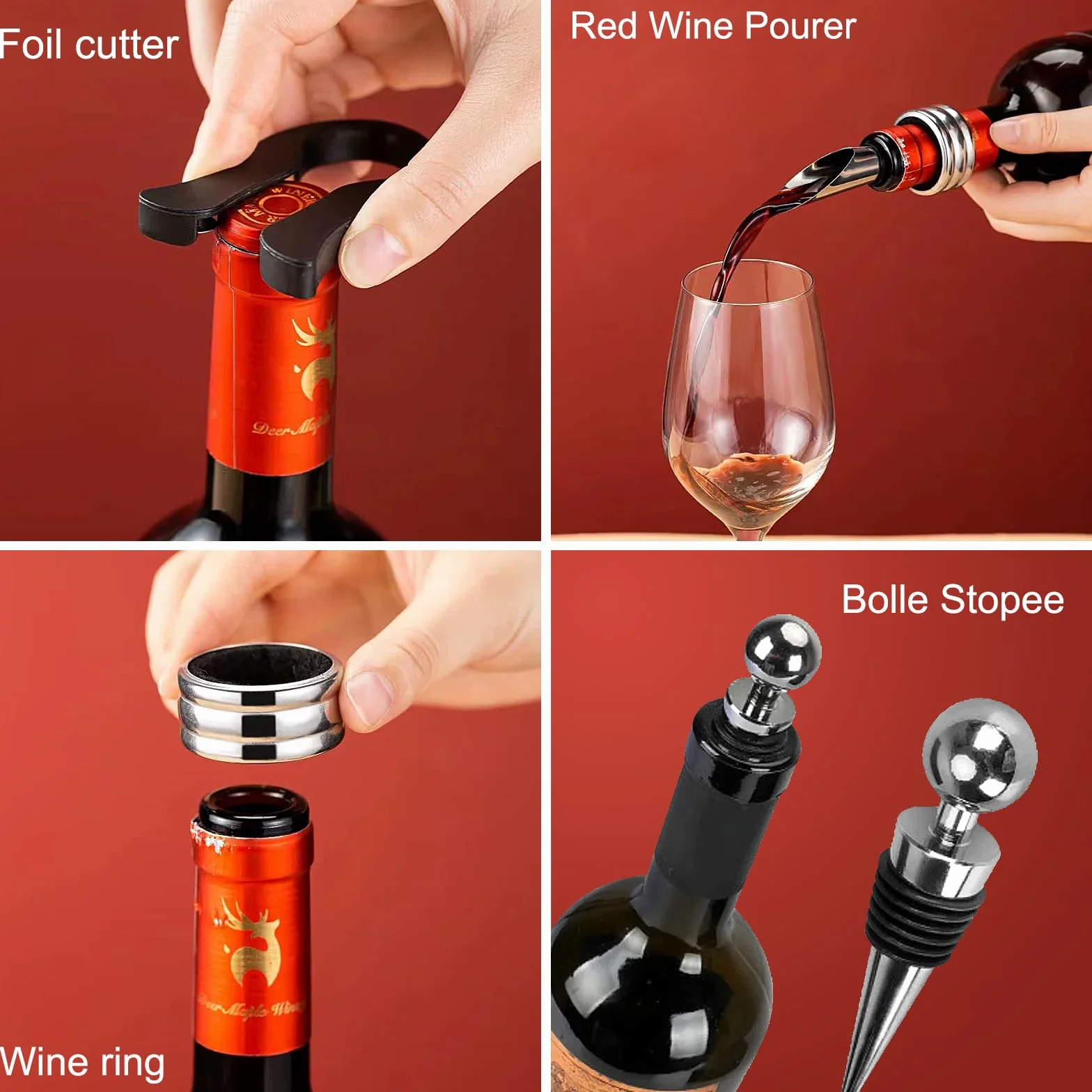 UCAMP Cavatappi,Set Apribottiglie,Set 11 Accessori per Vino da Sommelier,Apribottiglie Manuale,Scatola di Legno Accessori per Il Vino Set Regalo,Set di cavatappi per gli amanti del vino