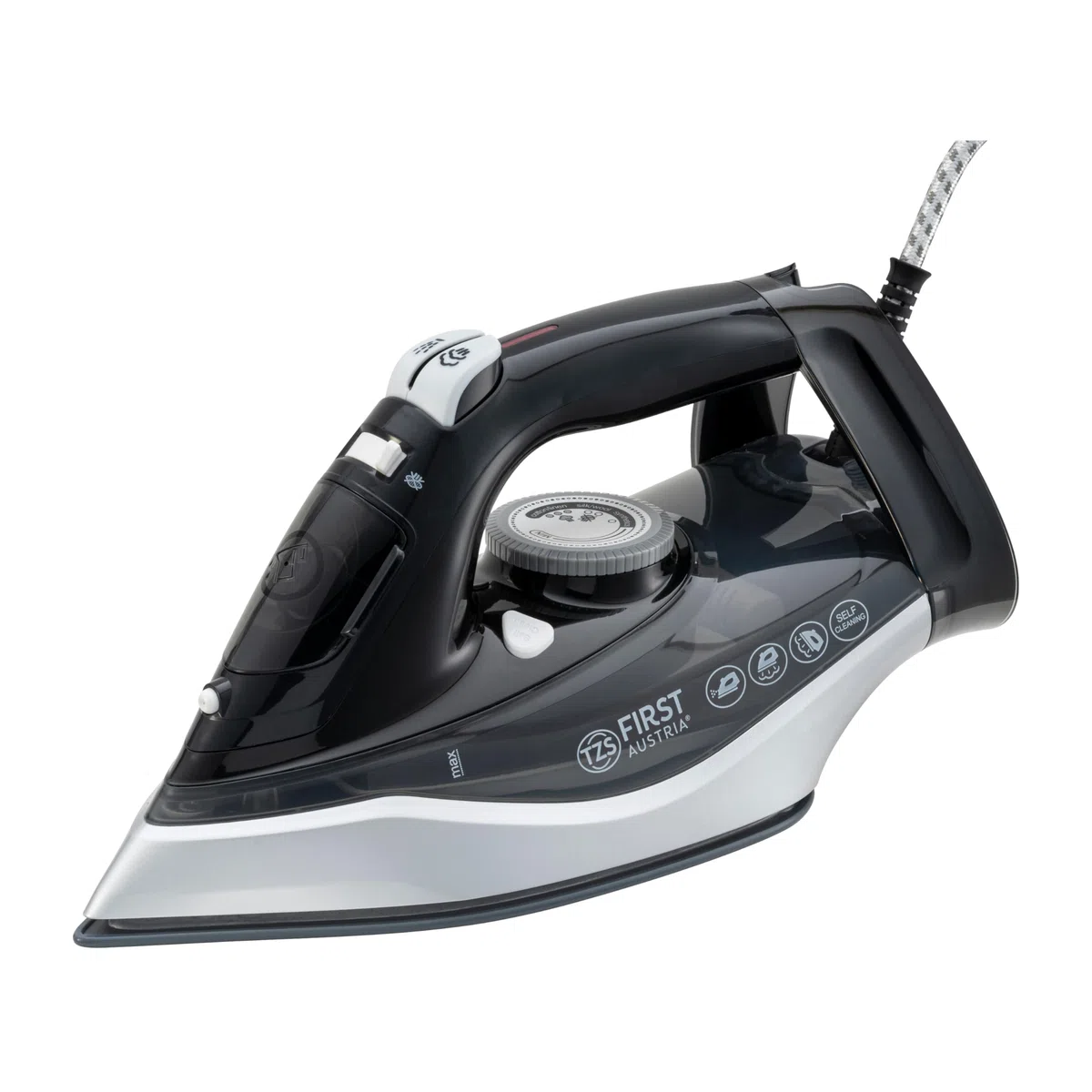 Ferro da stiro a vapore TZS First Austria I 2290-2720 W I piastra in ceramica I autopulizia I vapore verticale I anticalcare I stiratura a secco I serbatoio dell'acqua da 0,3 l I 1,2 kg