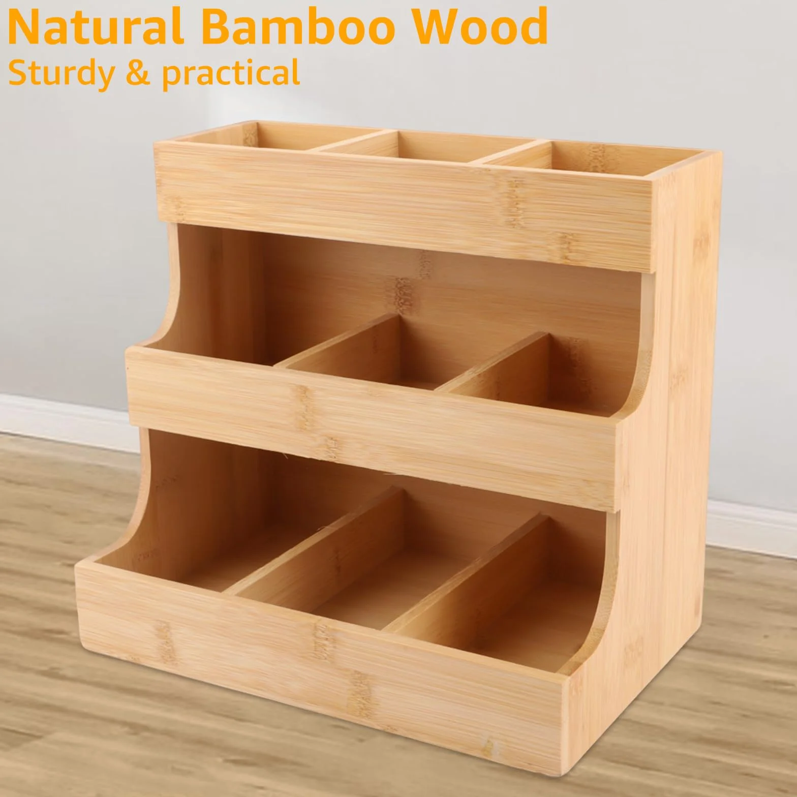 26 x 17 x 24 cm, organizer per bustine da tè in bambù, scatola da tè in legno con 9 scomparti, porta bustine da tè in bambù, porta bustine da tè, organizer verticale