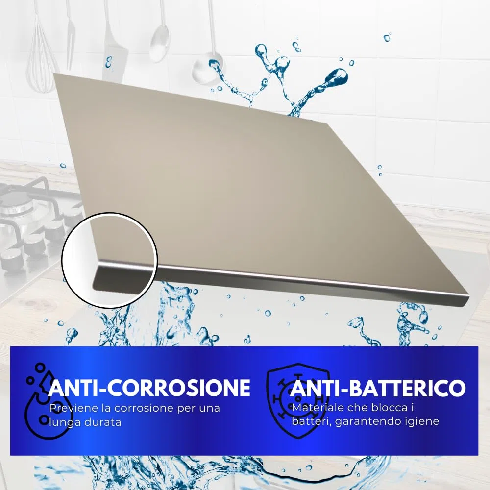 INOXLM Tagliere Spianatoia per impastare Piano da Lavoro in Acciaio Inox Varie Misure per Cucina per Bar per Ristorante per impastare 40X44 modello GEMELLI