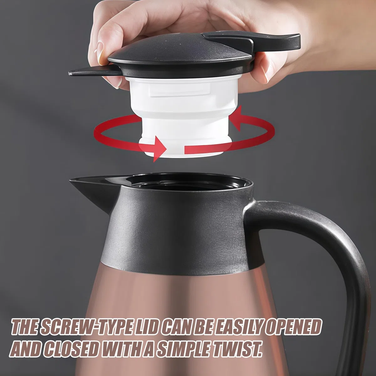 Thermos da 2 l in acciaio inox: thermos a doppia parete con manico e beccuccio, ideale come caffettiera o teiera per acqua calda in ufficio, hotel e ristorante
