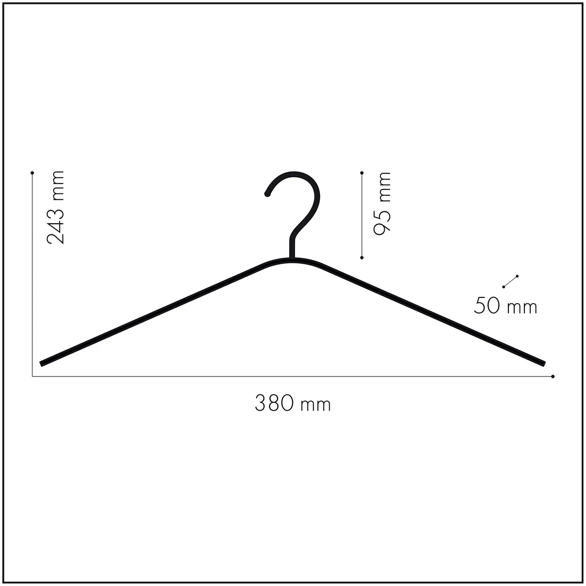 Mainetti Grucce in Velluto Antiscivolo, per Capispalla, Giacche, Felpe, Cappotti Uomo Donna, Appendini Resistenti, Made in Italy, Set di 10 Pezzi (Nero, 38 cm)
