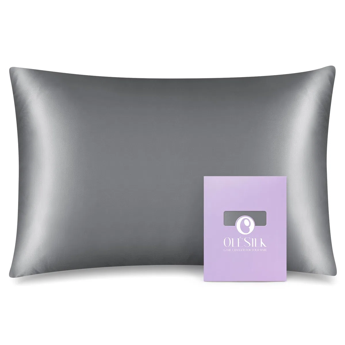 OLESILK Federa in 100% seta di gelso con cerniera nascosta, per la bellezza dei capelli e della pelle, entrambi i lati 19 mm, confezione regalo Charmeuse, grigio argento, per bambini piccoli
