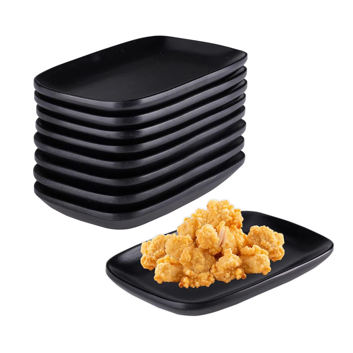 8pezzi Piatto Rettangolare Nero Piatti da Portata Rettangolari 15,5x9x1,8cm Vassoi Piccolo per Sushi, Dessert Torte, ecc