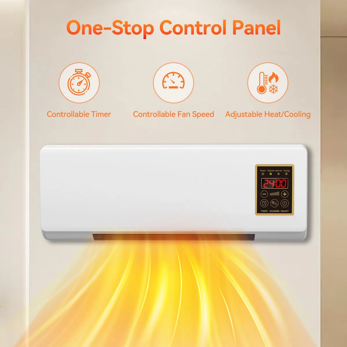 Riscaldatore Elettrico da parete e da tavolo da 1800 W – Display Digitale, Telecomando, timer Riscaldatore Ceramico Silenzioso per Camera da letto, Casa e ufficio