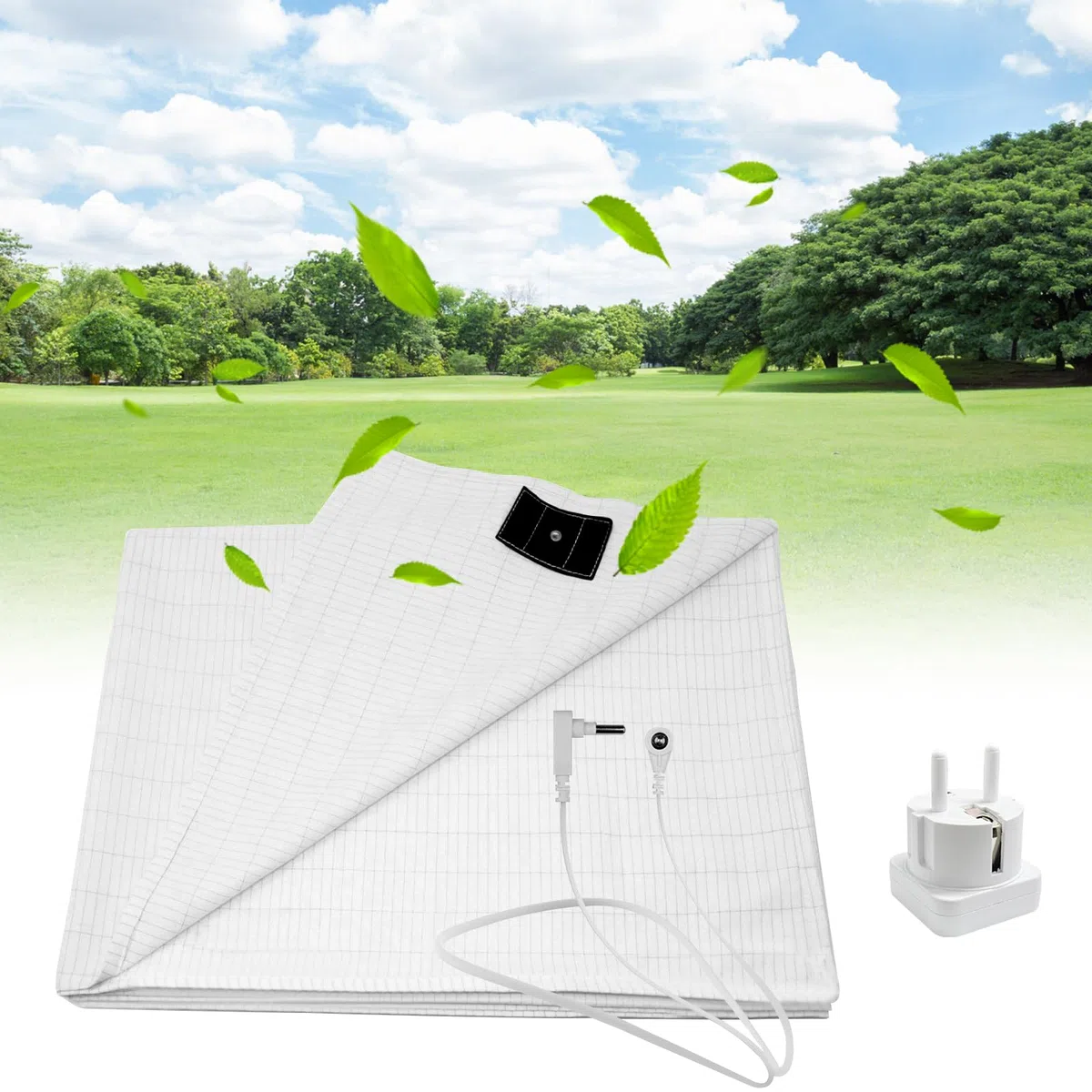 Grounding Bed Sheet - Tappetino da terra secondo la norma UE, con 10% fibra d'argento e 90% cotone biologico, tappetino di terra per un sonno migliore energia di messa a terra e recupero (beige 68 x