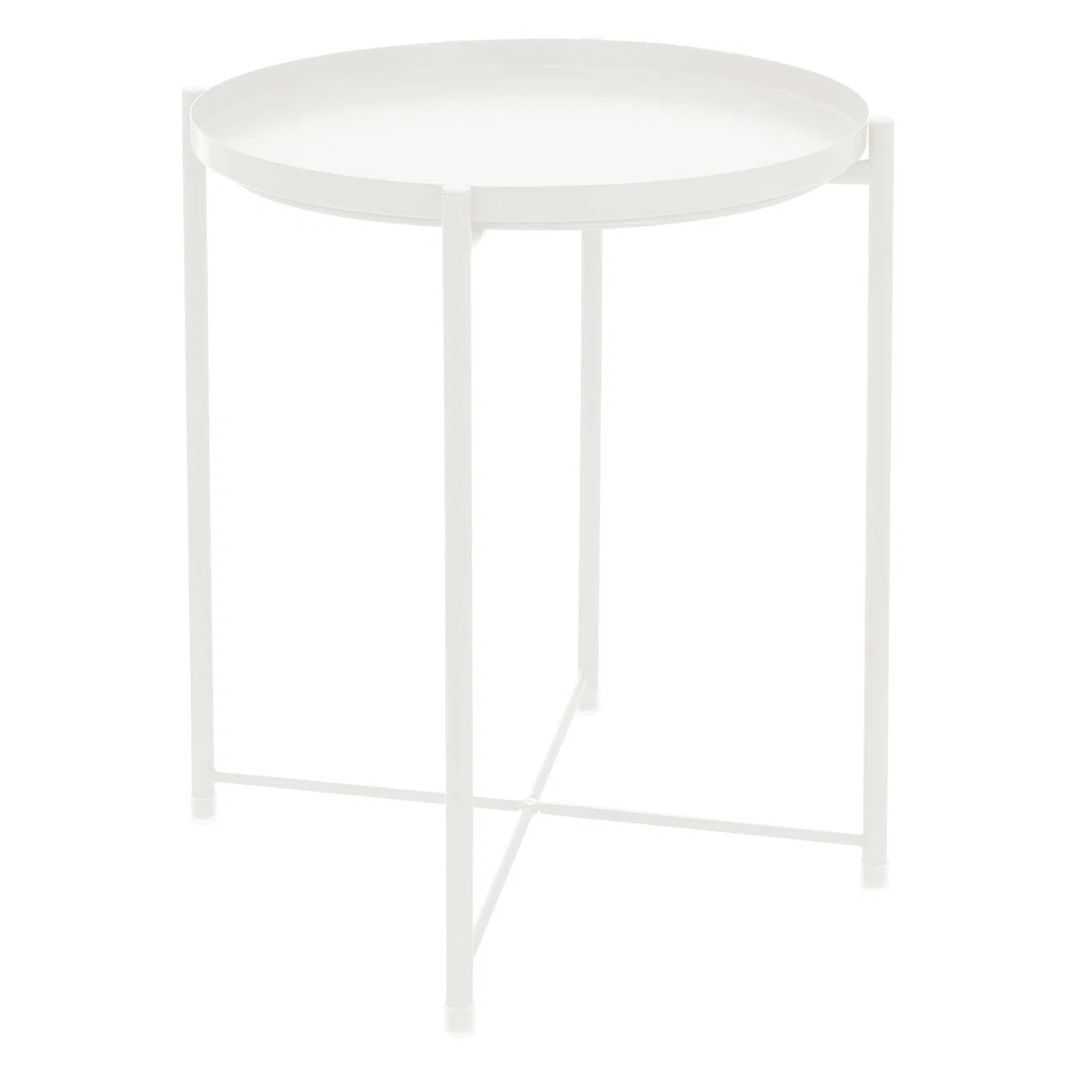 ML-Design Tavolino da Caffè Rotondo per Salotto Ø45 x H52 cm in Metallo Verniciato a Polvere Bianco con Piano Rimovibile Tavolo Soggiorno Laterale per Divano Robusto Stabile per Bevande Snack