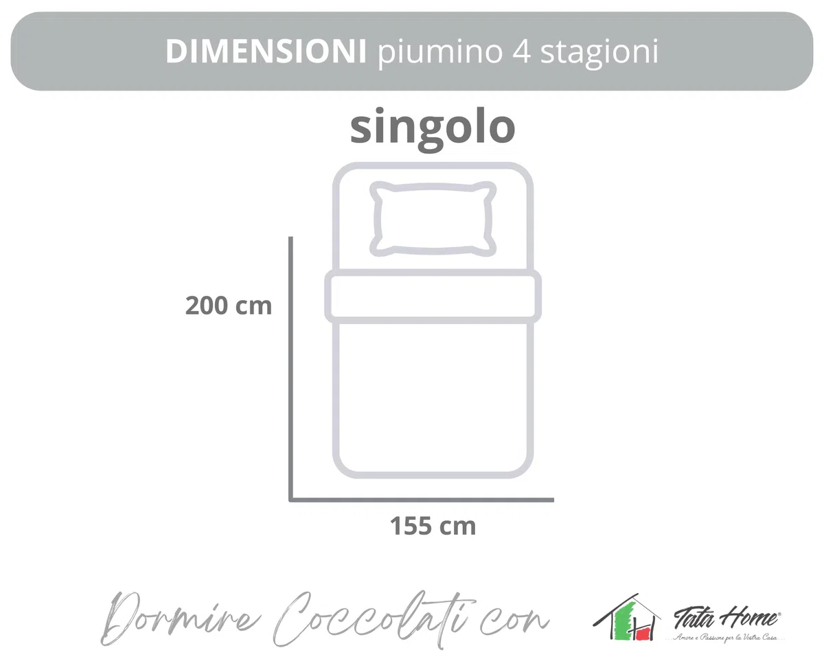 Tata Home Piumino Doppio 4 Stagioni in Morbida Microfibra Misura cm 155 X 200 Letto Singolo da Una Piazza