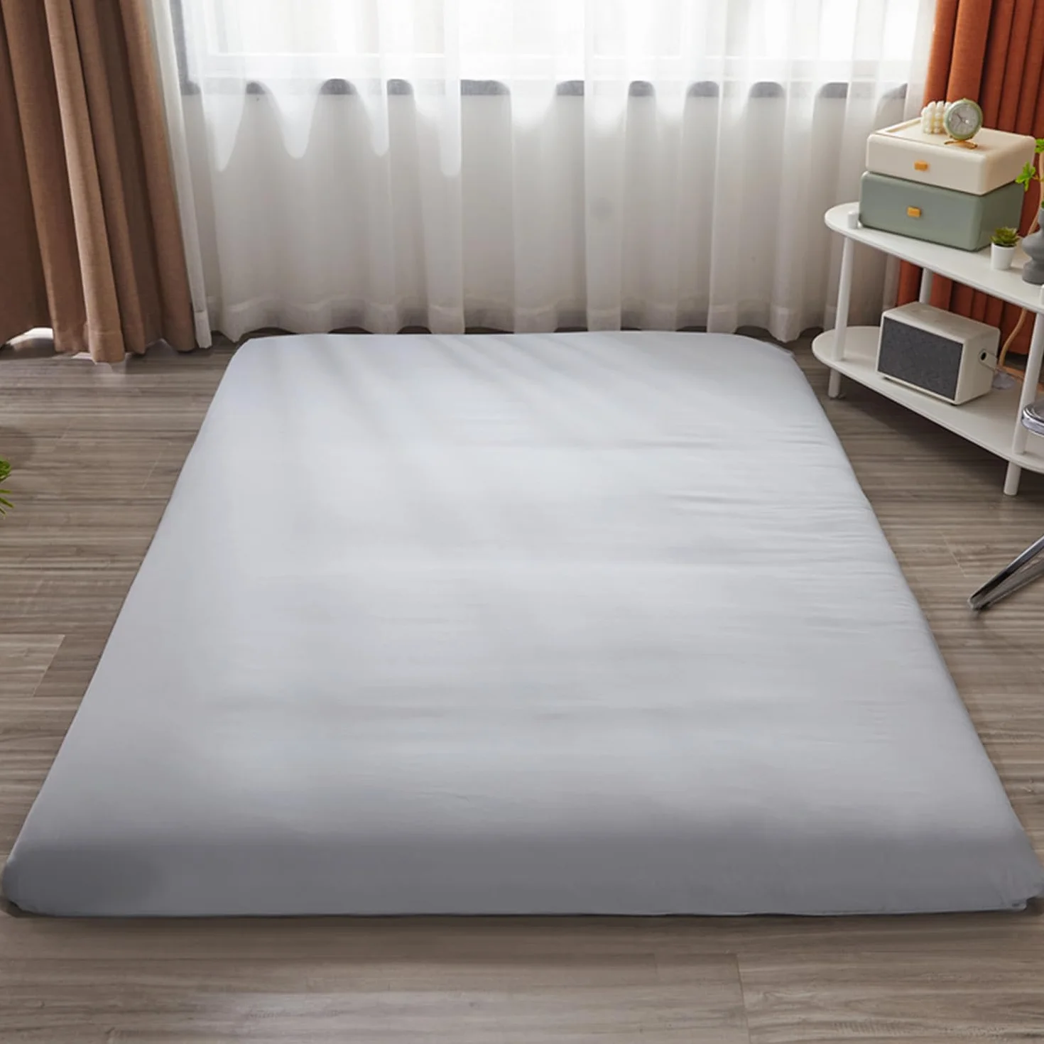 Coprimaterasso Futon da Pavimento con Cerniera Queen Coprimaterasso Futon da Pavimento Giapponese Coprimaterasso Antipolvere Fodera per Futon Copertina Morbida,C,180x200cm(King)