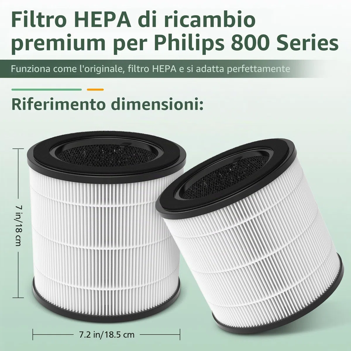 2 filtri di ricambio compatibili con Philips 800 Series - AC0830/10 AC0820/30 AC0820/10 AC0819/10, HEPA 3 in 1 H13 e carboni attivi