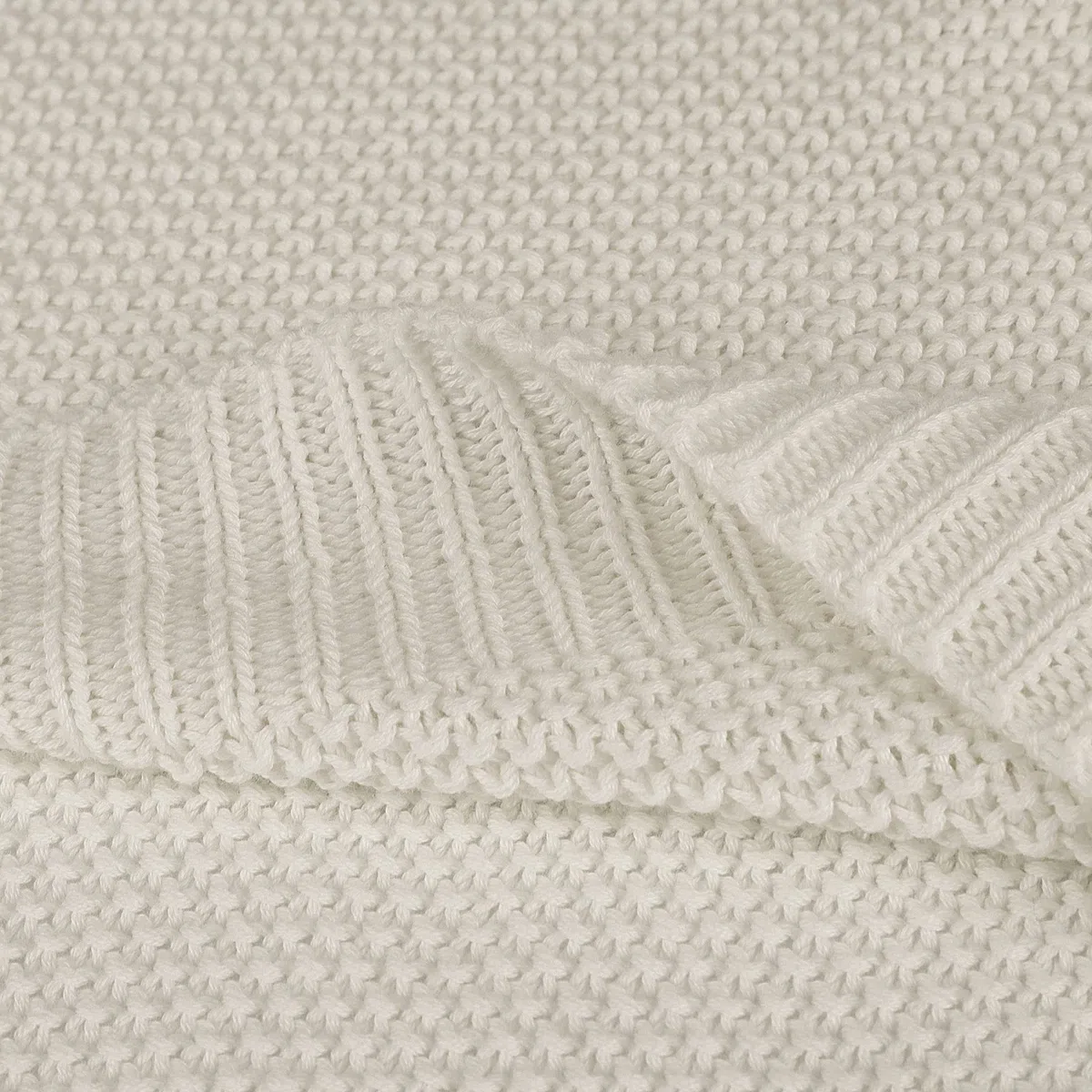 PICCOCASA, coperta lavorata a maglia, di cotone al 100%, morbida, compatta, decorativa, per divano, poltrona, camera da letto, 100%_cotone/cotone, Beige-without Tassels, 50" x 60"