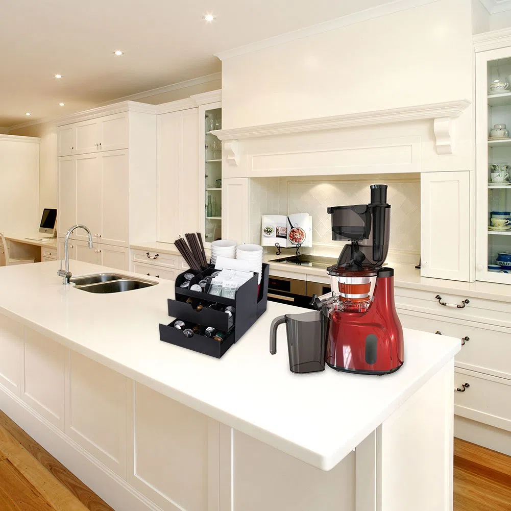 Vencer Caffè Organzier,Organizer per condimenti e accessori per caffè,Cassettiera Multiscomparto,Nero,VCO-002