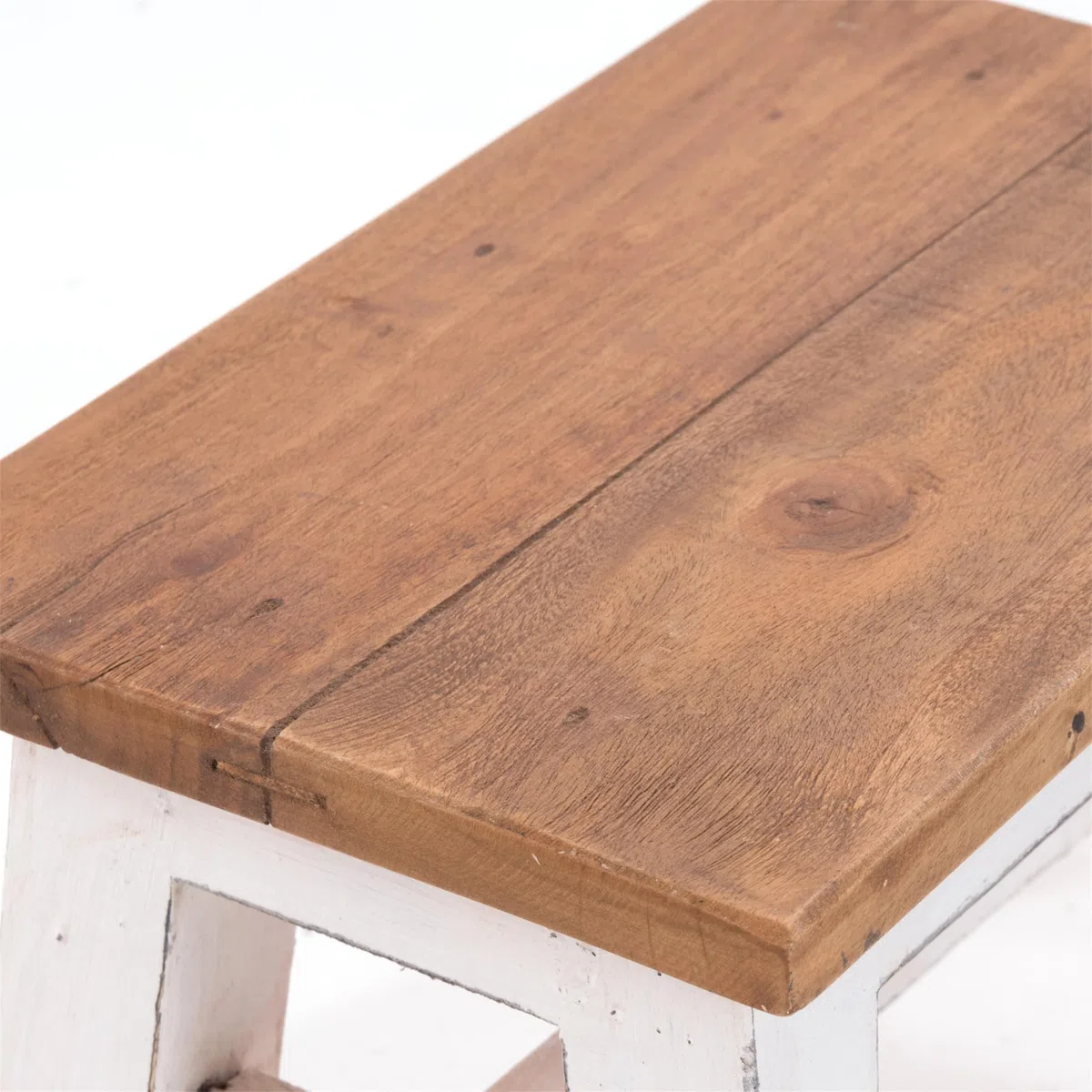 DESIGN DELIGHTS - Sgabello rustico Monte, 21 x 30 x 20 cm (altezza x larghezza x profondità), in legno di mogano riciclato, colore: 06, bianco rustico