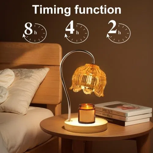 Jinlaili Lampada a candela riscaldante, lampada a candela regolabile per candele aromatiche, fonditore di candele, lampada a candela con timer 2h/4h/8h, con 2 lampadine, decorazione regalo per la casa