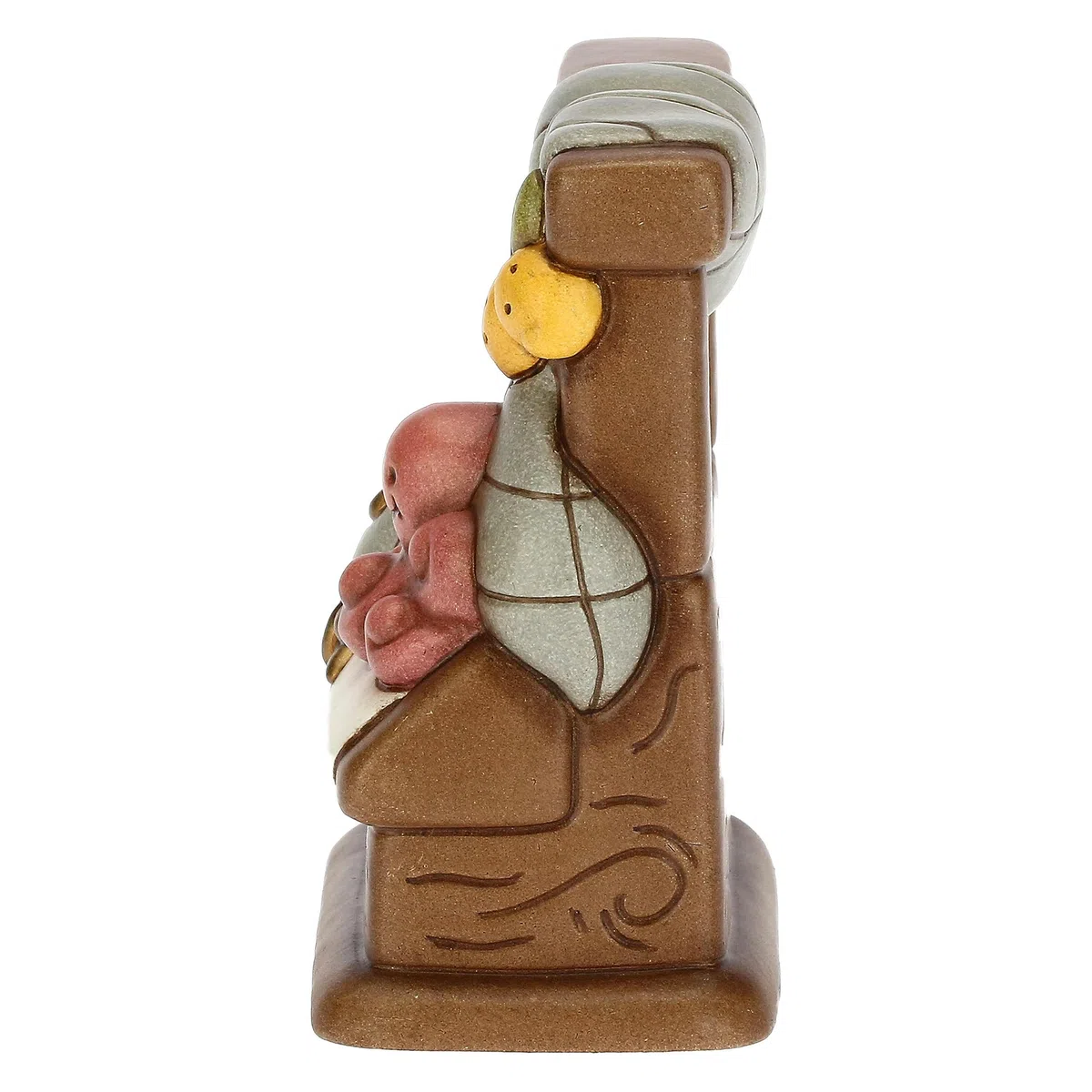 THUN, Banco del Pesce in Ceramica Decorata a Mano, Linea Presepe Classico, Decorazioni Natale Casa, 8.3x4.8x9 cm h