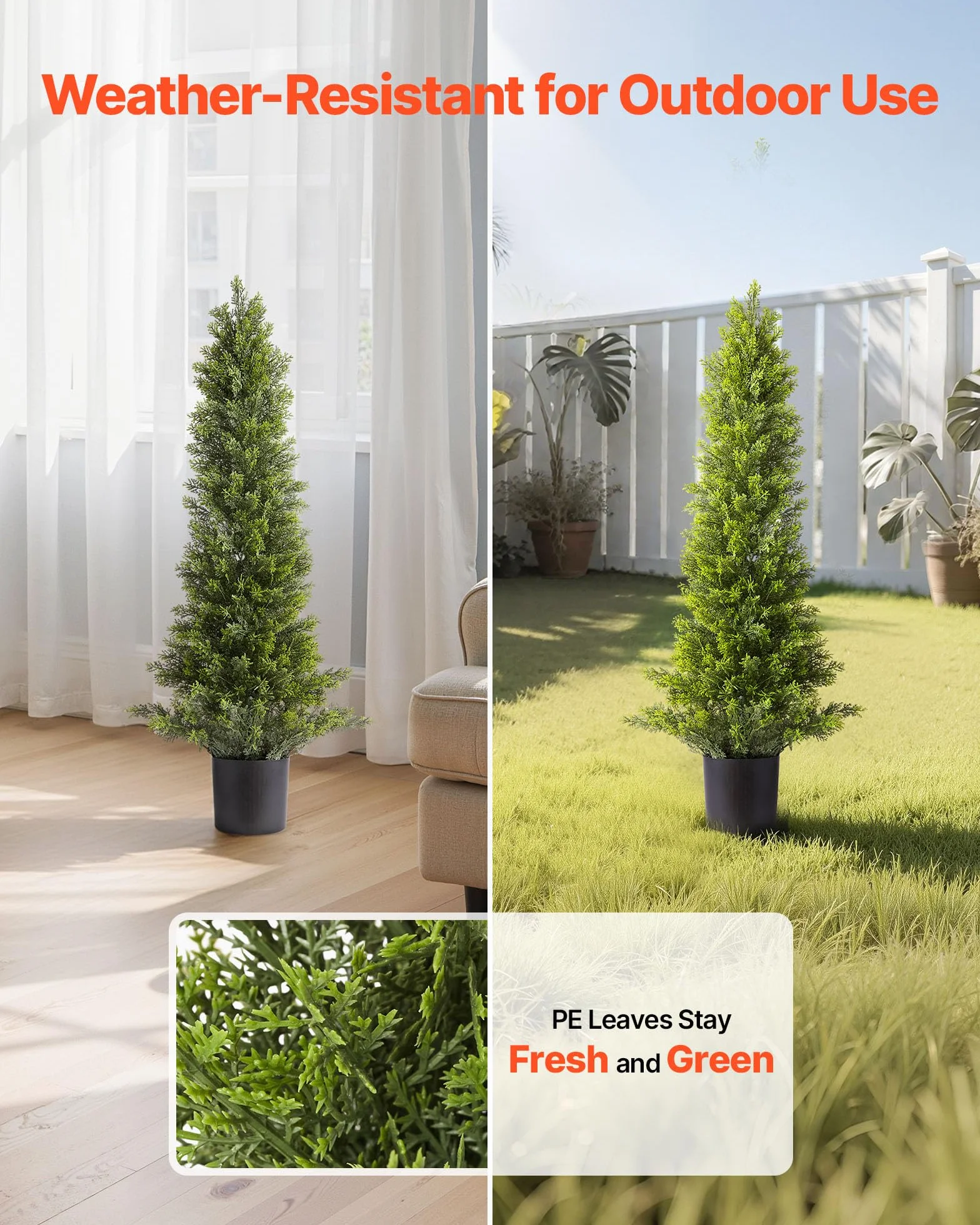 VEVOR Alberi di Cedro Artificiali Topiari, 2 Set da 914 mm, Arbusti di Pino Finto, Piante Finte di Seta dall'Aspetto Reale, Facile da Montare per Decorare Portico Anteriore, Patio Esterno, Giardino