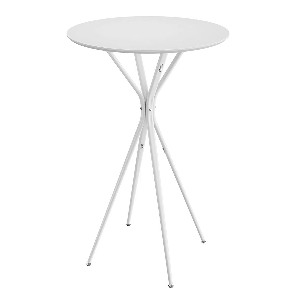 VASAGLE Tavolino da Bar, Tavolino da Cucina, Tavolo Alto Rotondo, Struttura in Metallo, 60 x 60 x 105 cm, per Soggiorno, Moderno, Montaggio Facile, Bianco Nuvola e Bianco Opaco LBT024W01