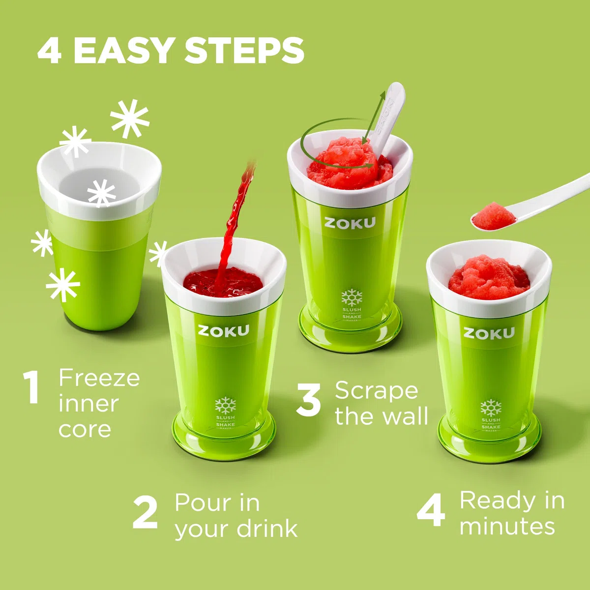 ZOKU Original Slush and Shake Maker, tazza per granite di granite fatte in casa, monodose, frullati di frutta e frappè in pochi minuti, senza BPA, squalo