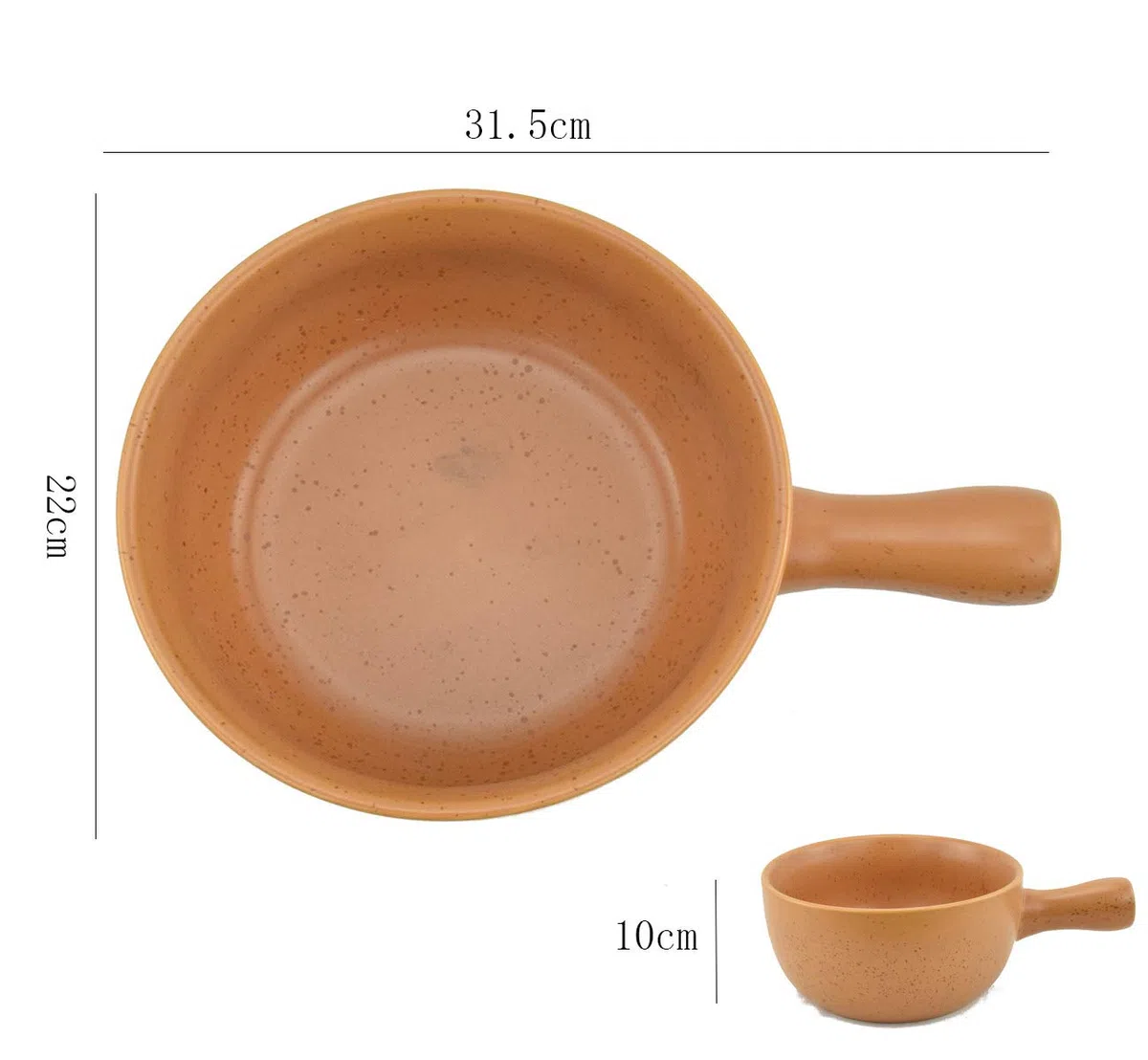 Padella per fonduta in ceramica ignifuga, gialla, diametro 22,5 cm Capacità 2,5 L. Resistenza al calore del materiale naturale fino a 400 gradi Celsius
