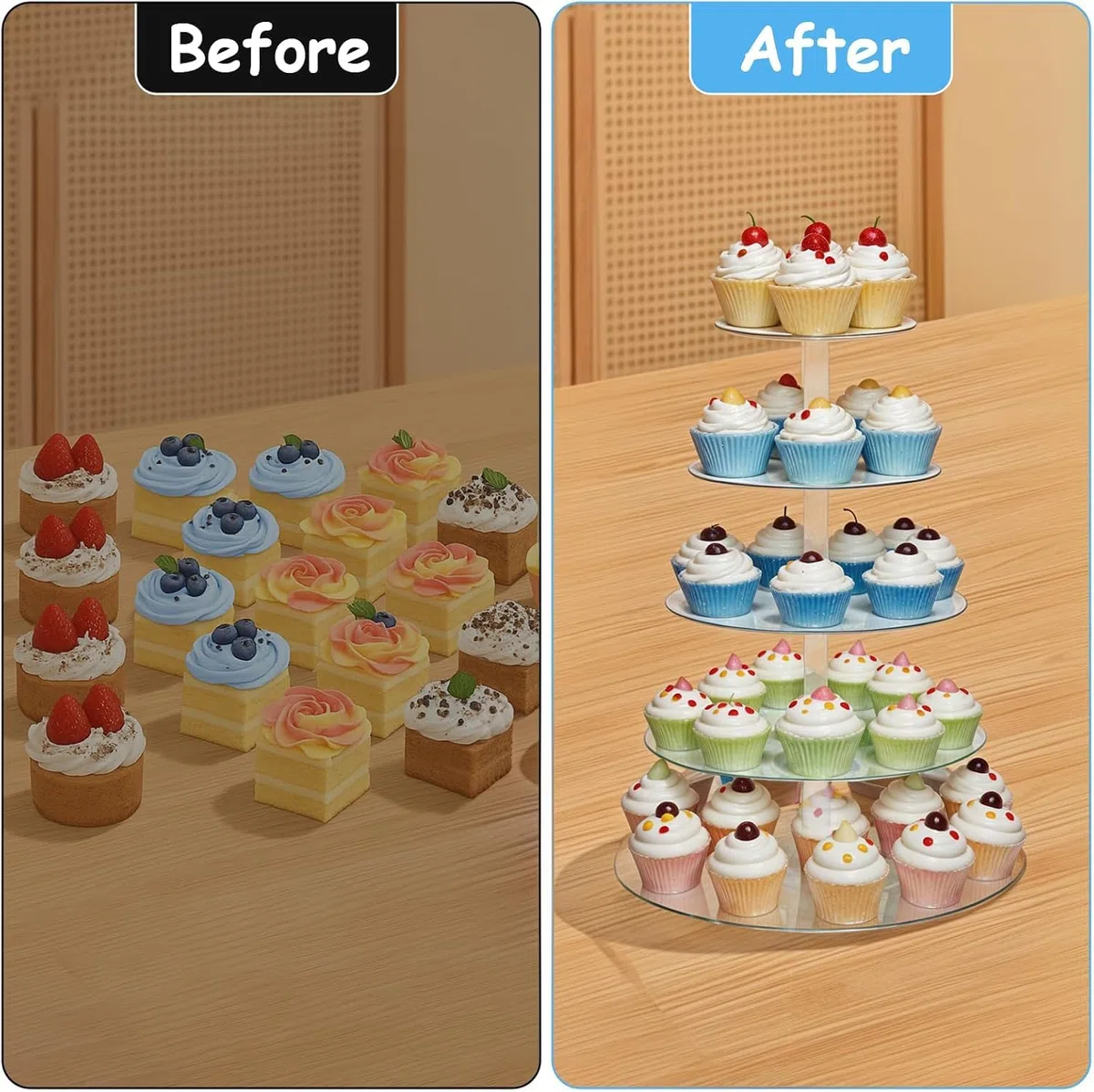 Alzata rotonda per cupcake a 5 livelli in acrilico, supporto per torte a più livelli per dessert, espositore per cupcake, per feste di compleanno, feste di nozze, centrotavola