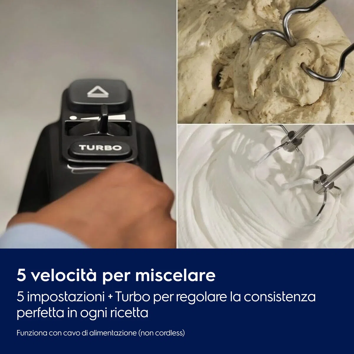 Electrolux EHM4B Sbattitore Elettrico Serie 300, 500W, 5 Velocità + Turbo, Fruste E Ganci Impasto Inclusi, Design Ergonomico, Parti Lavabili In Lavastoviglie, Grigio