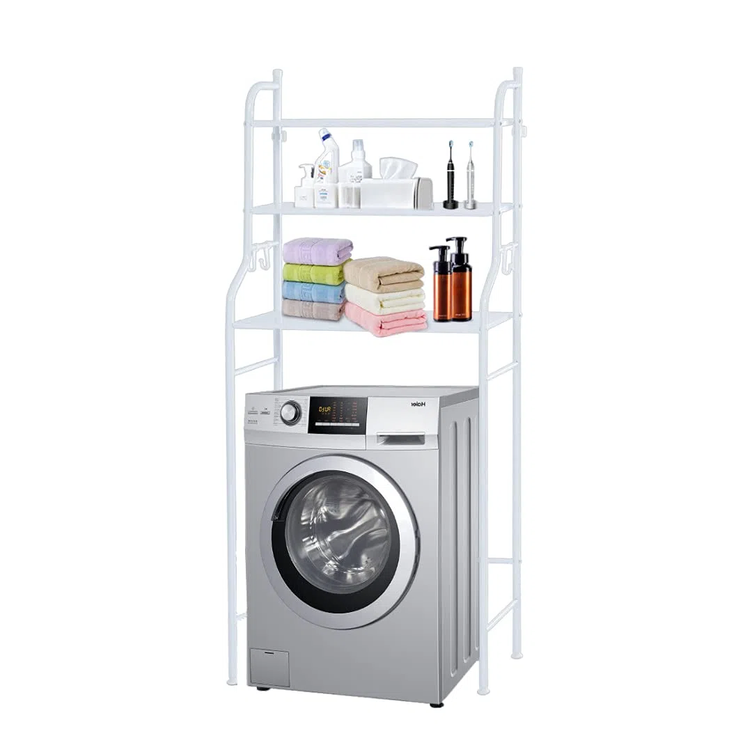 MAGIC SELECT Scaffale sopra lavatrice | Mensola da Bagno e Lavanderia Salvaspazio con 3 ripiani | Scaffale Organizer Impermeabile | Regolabili in altezza