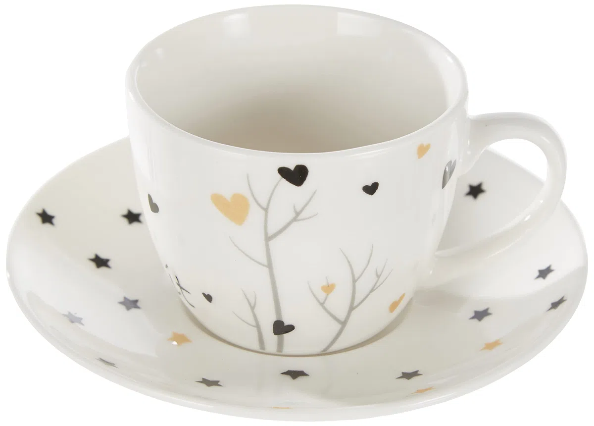 Tognana Iris, Set 6 Tazzine Caffè con Piatto, New Bone China, Multicolore