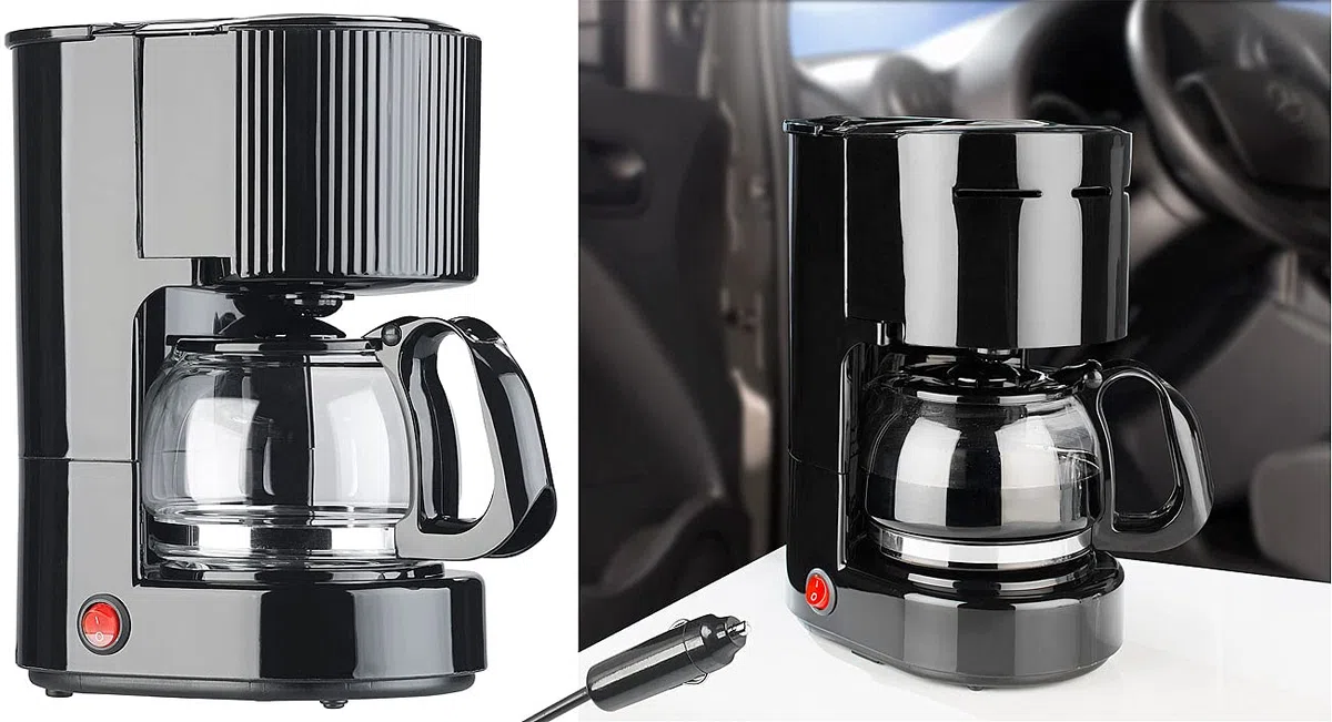 Rosenstein & Söhne Filter Coffee Machines - macchina da caffè 12v: Macchina per caffè filtro per auto, fino a 3 tazze, 650 ml (da 12 volt, campeggio, viaggio)