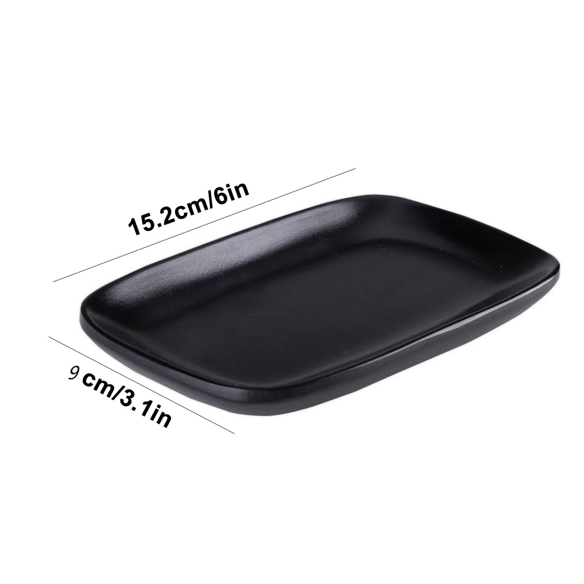 8pezzi Piatto Rettangolare Nero Piatti da Portata Rettangolari 15,5x9x1,8cm Vassoi Piccolo per Sushi, Dessert Torte, ecc