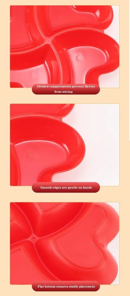 10 Pezzi di vassoi da Portata Rossi in plastica con Scomparti, Piatti per Il Ringraziamento con Separatori, Piatto con 5 Scomparti per Snack e Salse, Piatto per Noci e Frutta per Feste