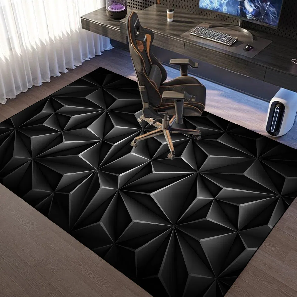 Tappeto Sedia Gaming 60 x 120 cm, Tappeto Sedia Ufficio, Tappeto Salvapavimento Antiscivolo, Tappeto per Sedia con Ruote, Tappetino per Sedia da Scrivania, Tappetino Protettivo per Pavimenti Duri