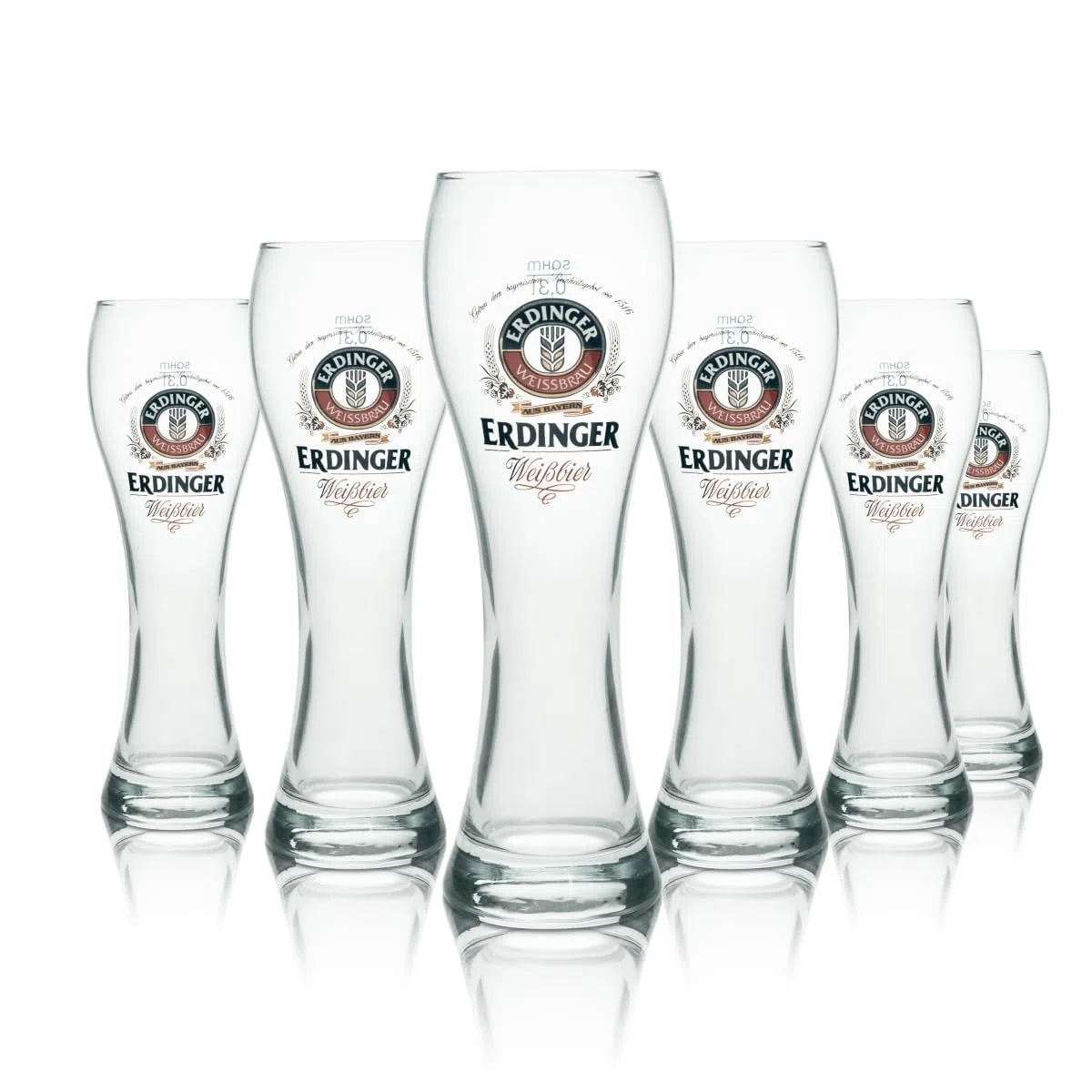 Erdinger Set di 6 bicchieri da birra, 0,3 l