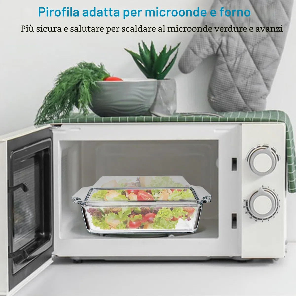 Pirofila rettangolare da 2 l, con coperchio, in vetro, 29 x 20 x 9 cm, per arrosti, forno, fornelli elettrici, pirofila resistente al calore per lasagne, carne