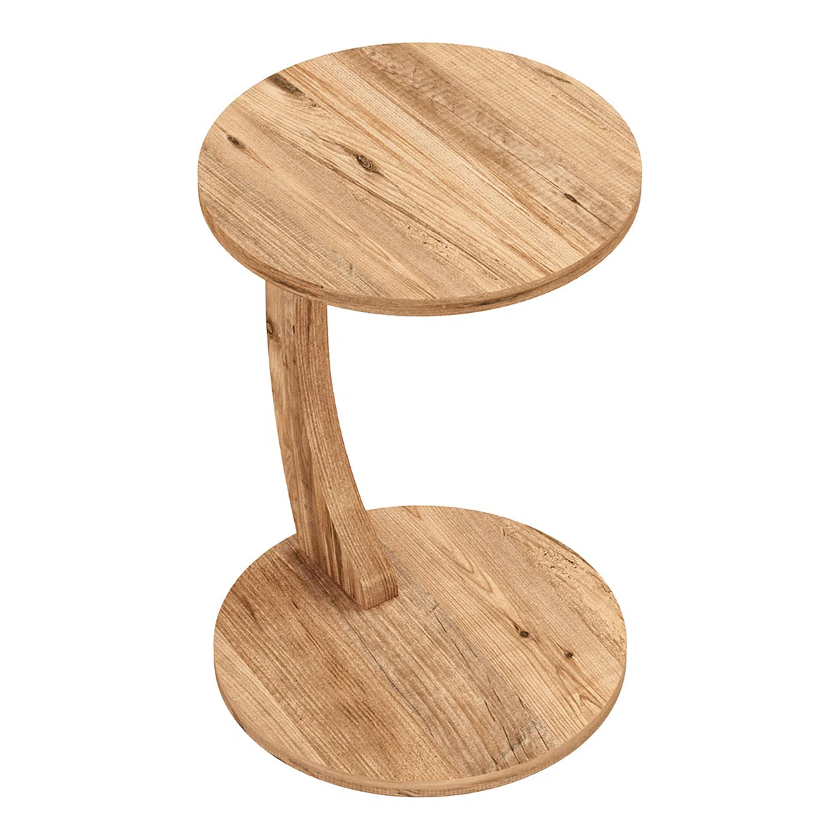 [en.casa] Tavolino da Divano (AxØ) 56 x 38 cm Tavolino Basso a Forma di C - Consolle con 4 Rotelle e Piano Rotondo - Effetto Legno