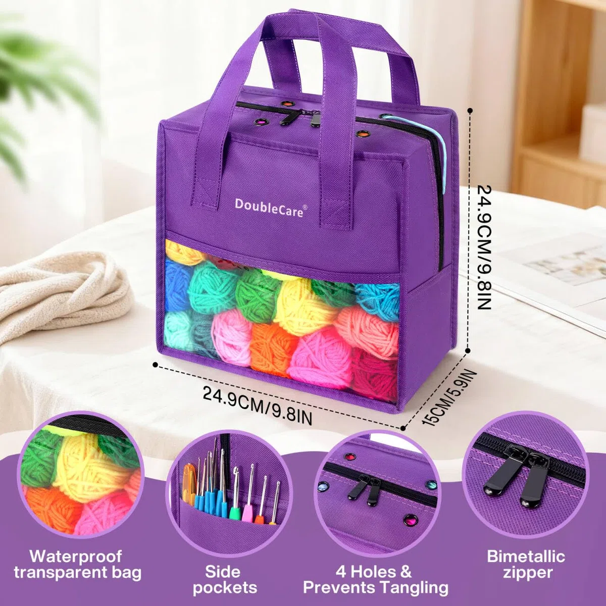 DoubleCare Set di uncinetto per principianti da 90 pezzi, 1439 metri di filato in 36 colori, set di accessori per uncinetto da 54 pezzi incluso uncinetti ergonomici per DIY Amigurumi, sciarpe, idea
