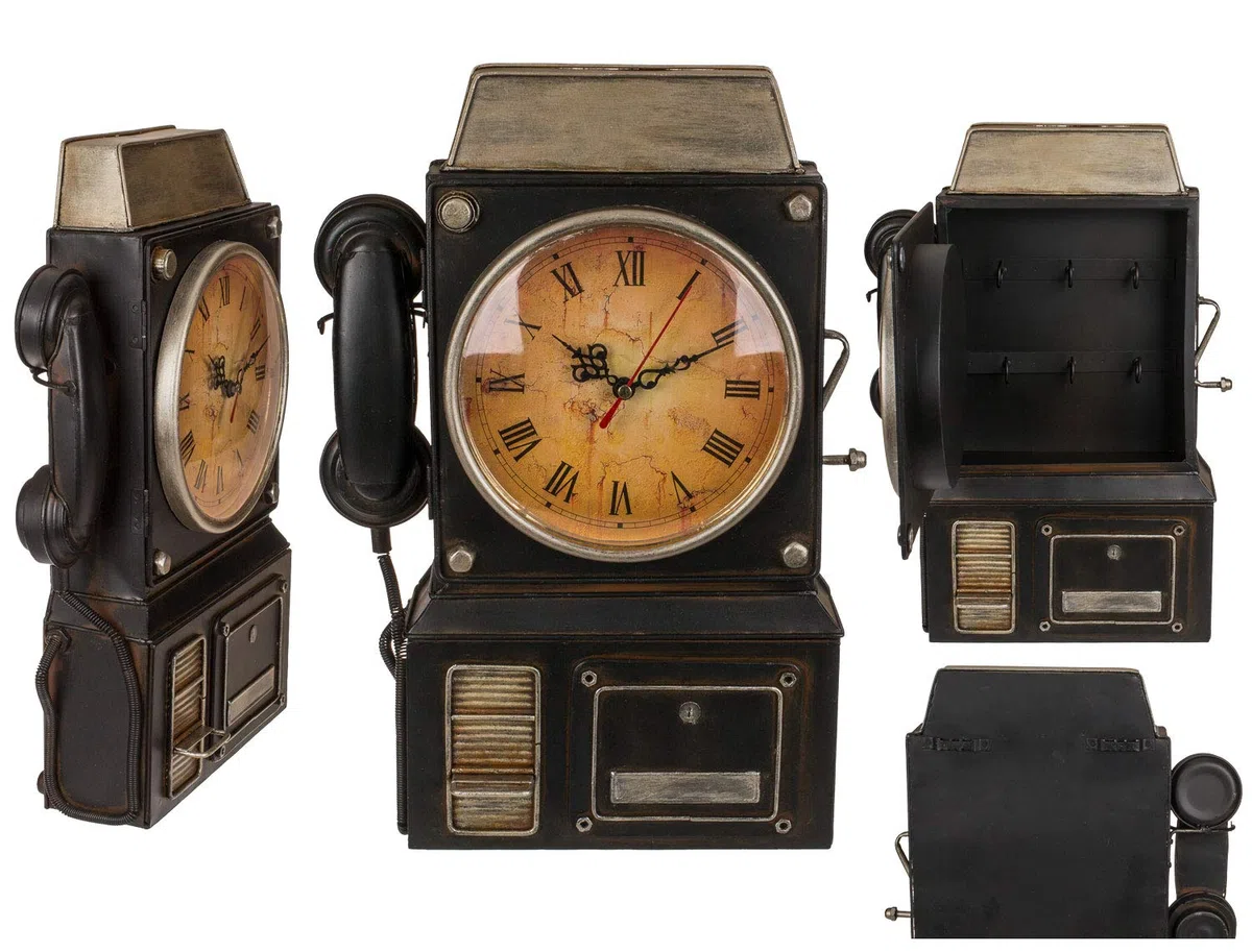 Portachiavi in Metallo, Telefono con Orologio