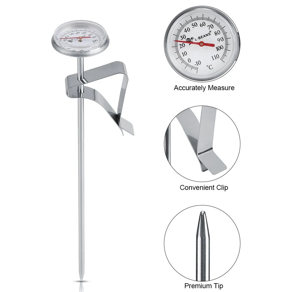 Termometro per caffè al latte Acciaio inossidabile Accessori per la lisciatura 14-230 ℉ Facile da pulire Ideale per bevande al caffè