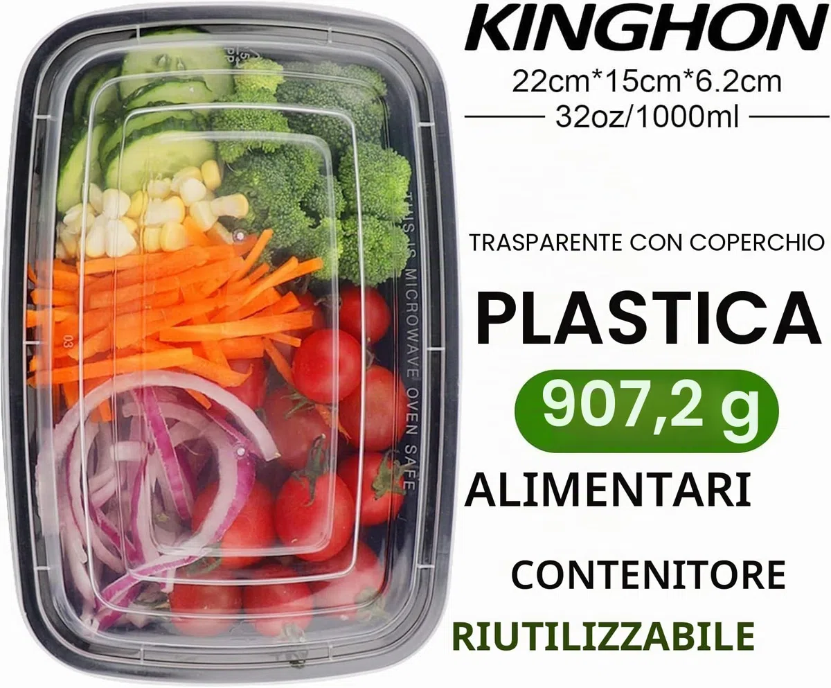 Contenitori per alimenti con 2 scomparti,20 Pack BPA free Contenitori di plastica impilabili, riutilizzabili 32 oz Bento lunch box-Suit per microonde, freezer