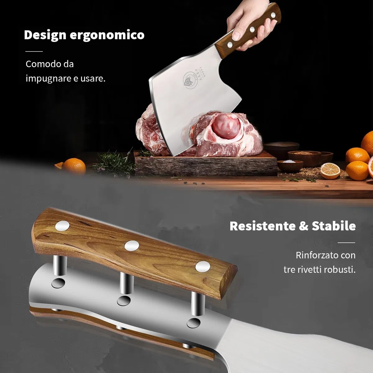 Plys Mannaia da Cucina Lama 15 cm Coltelli Macellaio Professionali Coltelli da Carne