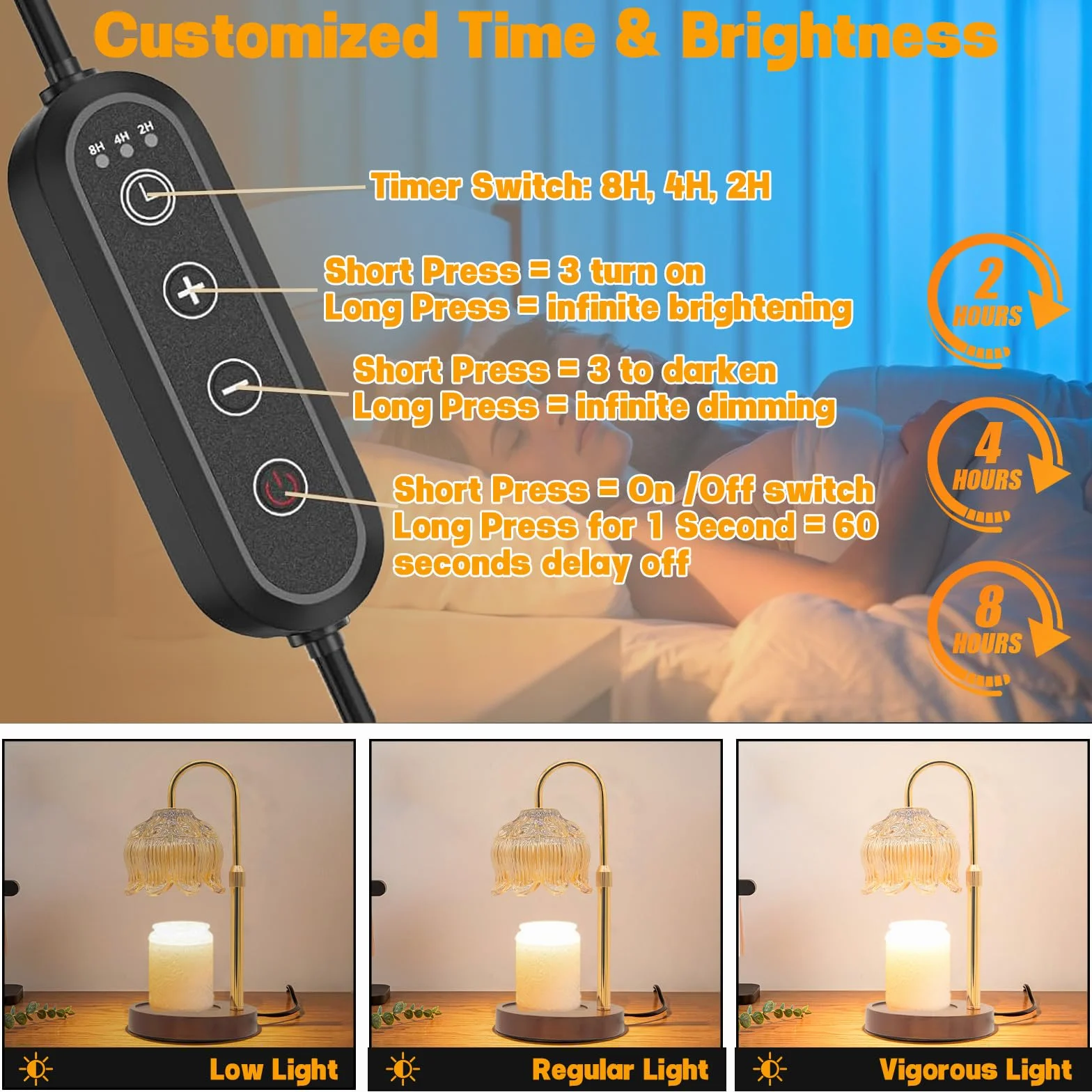 Lampada Scaldacandela Dimmerabile con Timer e Altezza Regolabile Senza Fiamma per Candele in Vaso Elettrico