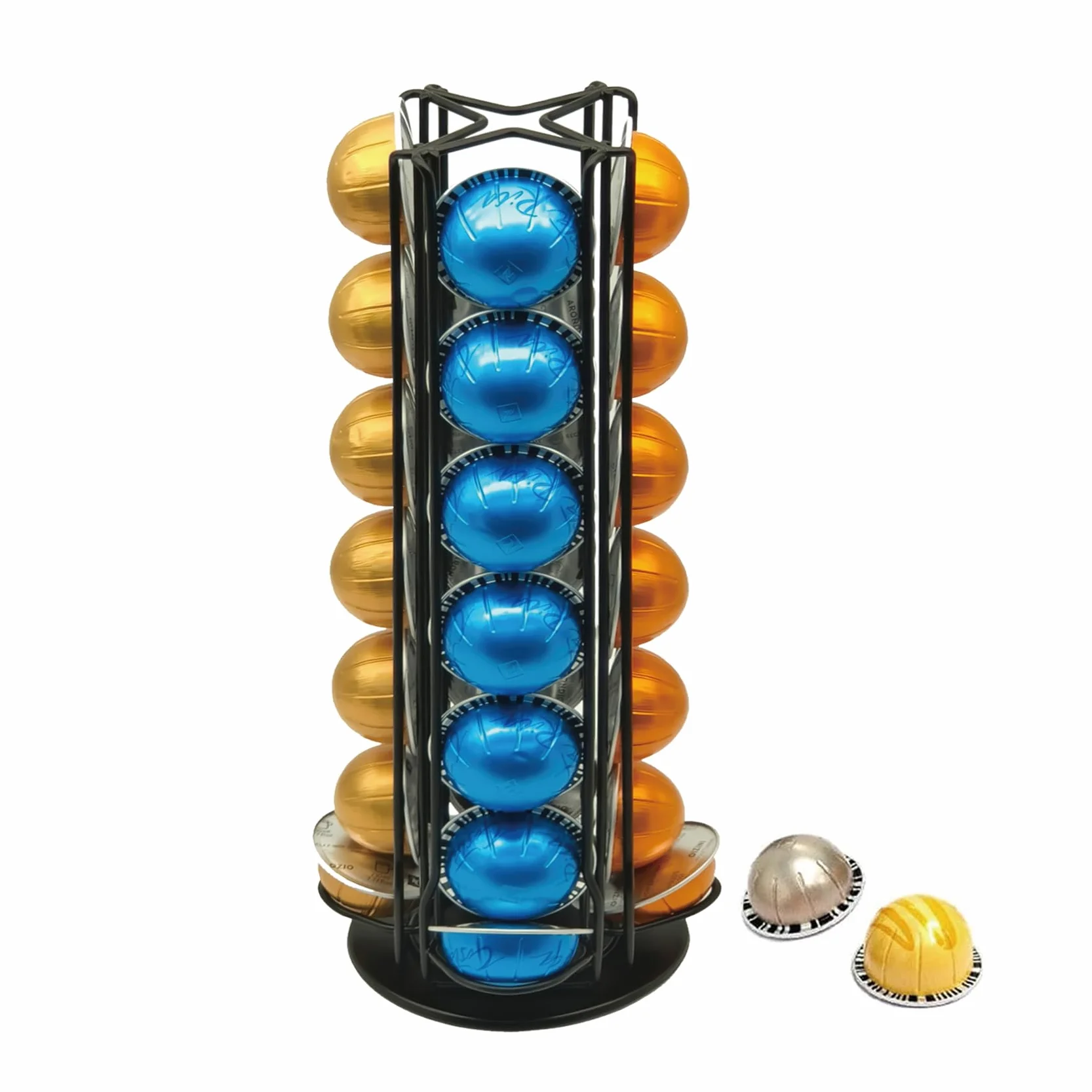 Supporto per capsule da caffè per Nespresso Vertuo (28 pezzi), Supporto per capsule da caffè Vertuoline con rotazione, porta capsule da caffè (Nero 28 capsule)