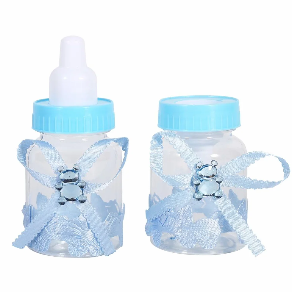 50 pezzi Bomboniera per la doccia con biberon, Scatola di caramelle per biberon Bottiglia di caramelle per bambini mini bottiglie per la doccia del bambino Mini bottiglia di latte del bambino (Blu)