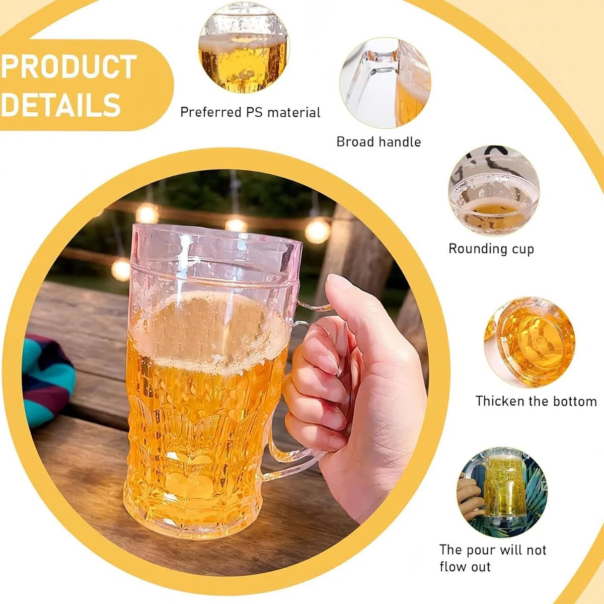 Bicchiere da birra – 450 ml, doppio boccale di birra finto, boccale originale per Oktoberfest, portabicchieri umoristico, gioielli, decorazione da scrivania, divertente contenitore illusione per casa