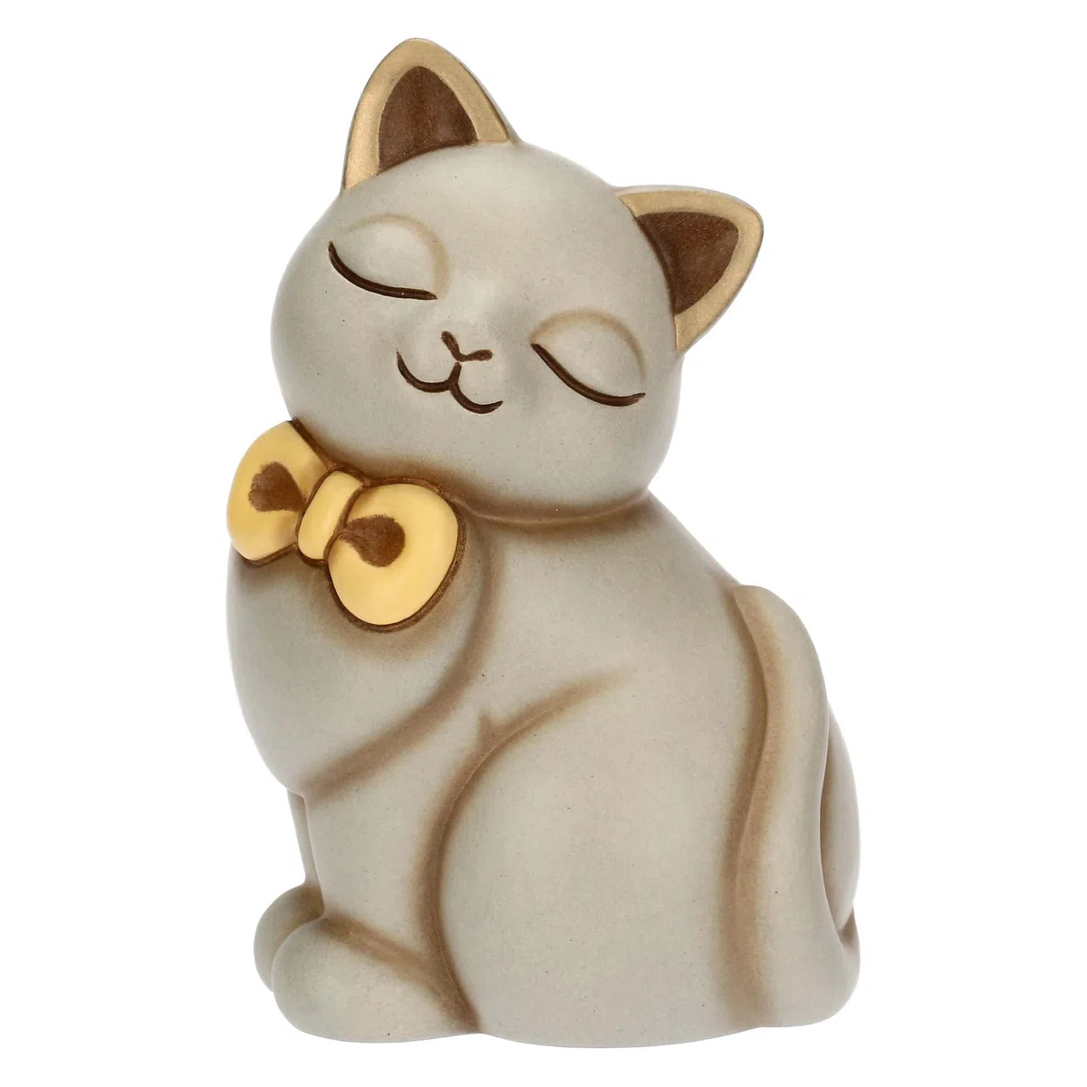 Thun Gatto Momi con Fiocco, Medio, Ceramica, Collezione Altro novità 2025, 7,5 x 6,7 x 11,4 cm