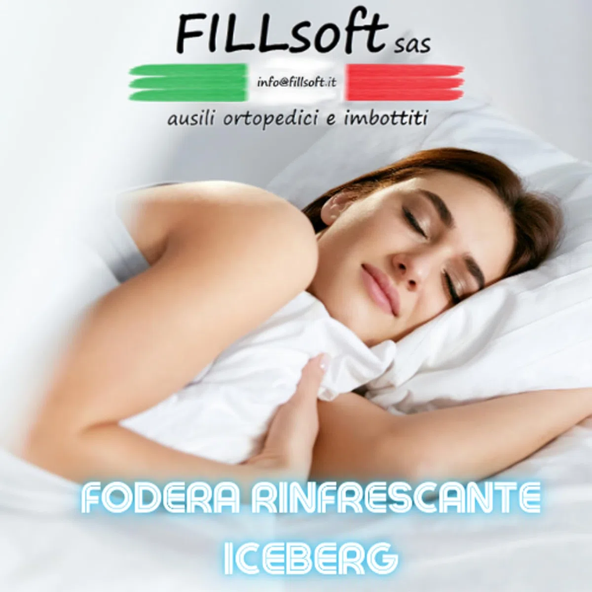 TAKImed,Coppia di Federe per Cuscini da Letto Rinfrescante ICEBERG tessuto Ipoallergenico e Traspirante. Il tuo sonno fresco e confortevole! 2 Fodere nella confezione. Prodotto in italia