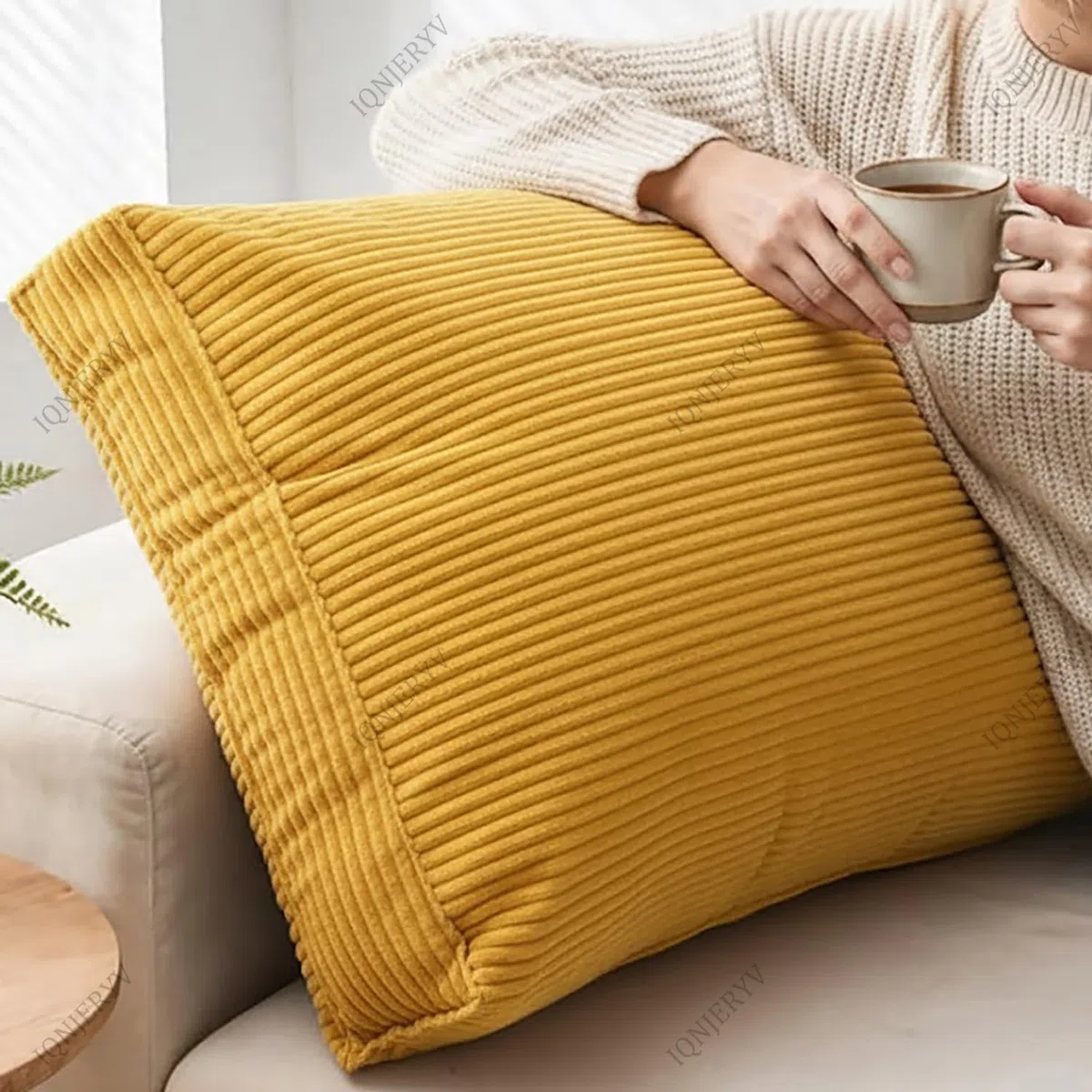 Generico Grande Cuscino da Lettura Testata Letto Velluto a Coste, Schienale Supporto Lombare per Divano Letto Castello, Cuscino Cuneo Sfoderabile Lavabile, Arredo Adulti(Giallo,60x55cm 1pc)