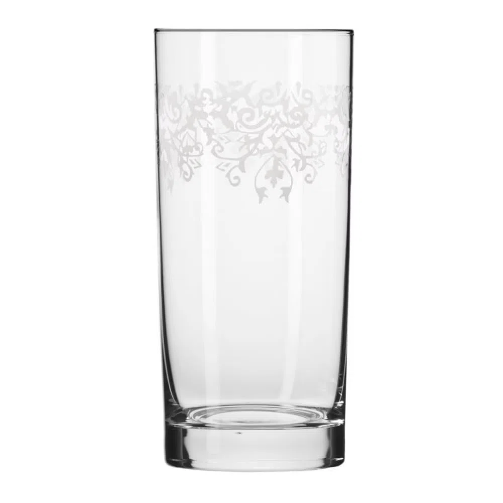 Krosno – Bicchieri Long Drink 370 ml – Set da 6 Pezzi – Collezione Krista Deco – Cristallo Senza Piombo – Design Elegante con Motivo Trasparente