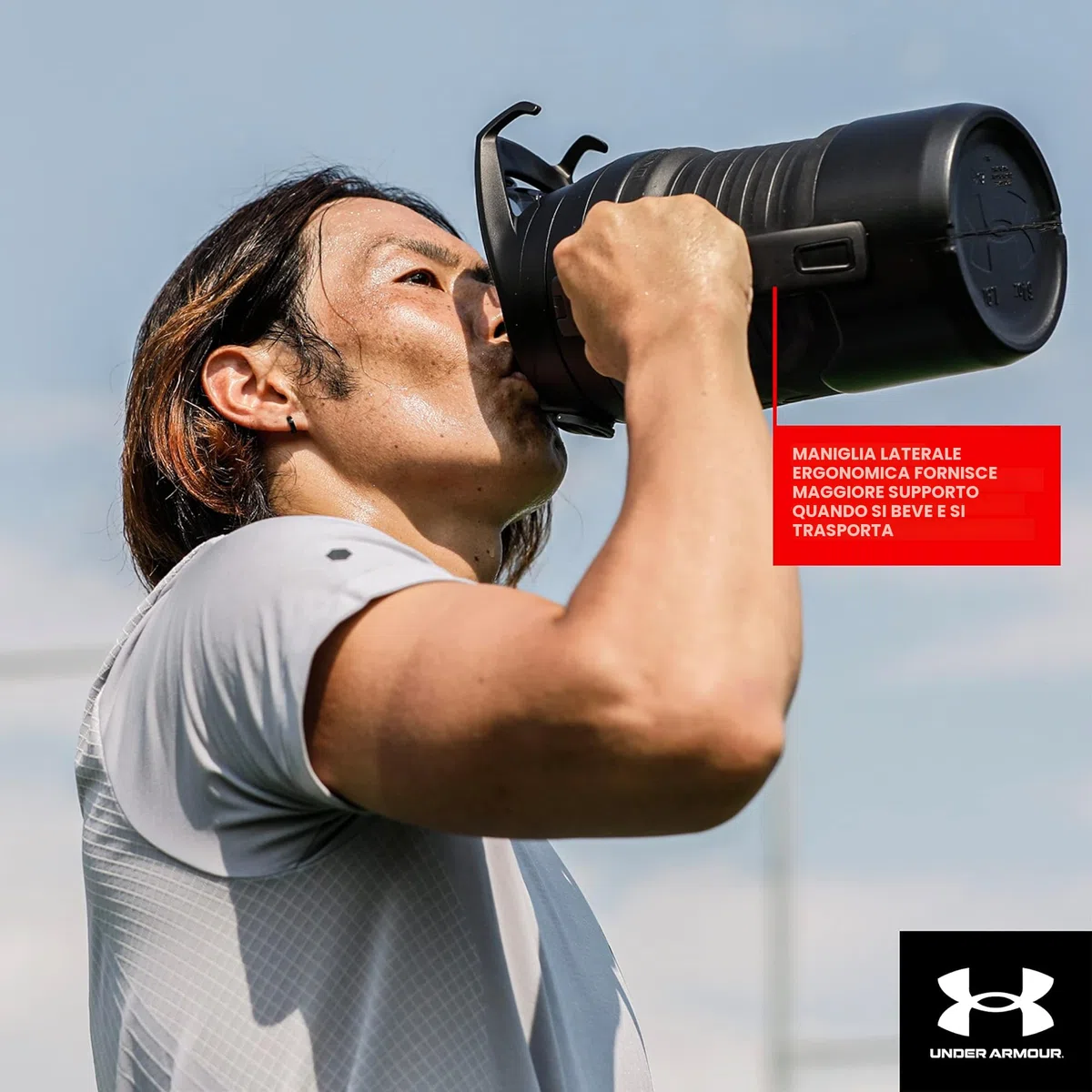 Under Armour Playmaker - Borraccia per Acqua, 1,8 l, 907,2 g, Baseball, Calcio, Palestra, Calcio | con maniglia